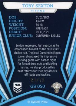 2023 NRL Traders Titanium - Gold Pearl Special #GS050 Toby Sexton Back